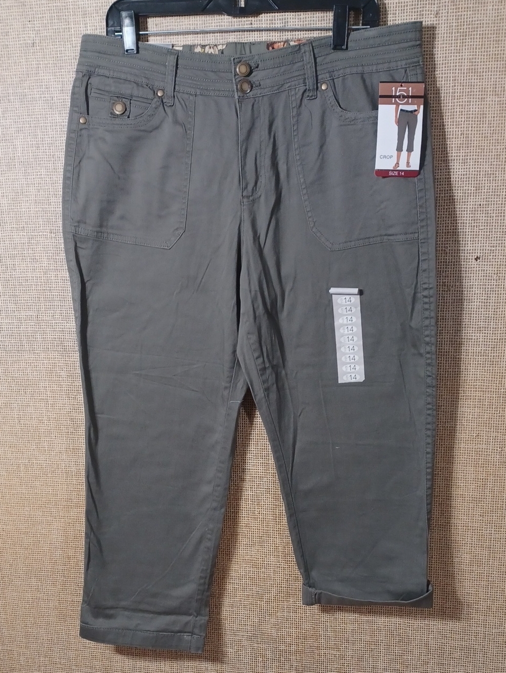 one 5 one Olive Green Crop Capris